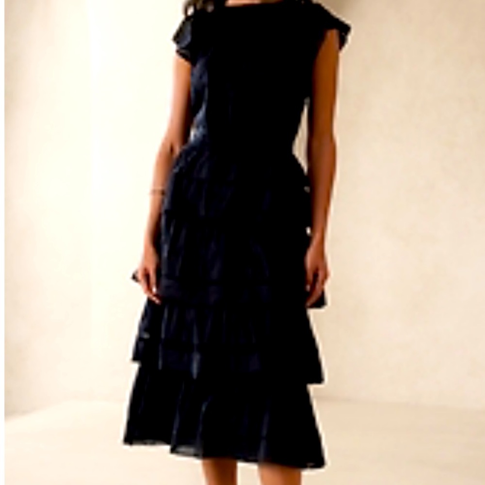 Tall medium gorgeous tiered black cotton dress